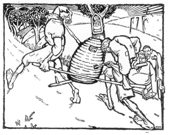 HOUTSNEDE VOOR HET BOEK "LA LEGENDE D'ULENSPIEGEL" DOOR CHARLES DE COSTER
