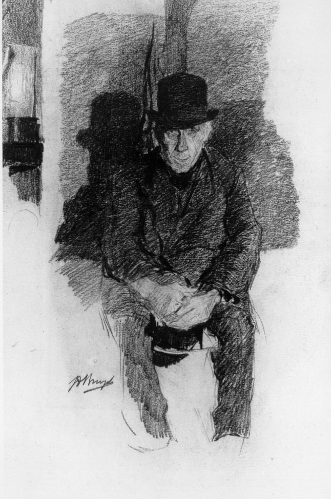 B0135  HET PERSONAGE UIT DE THEATERLOGE VAN EMILE VAN VOOREN.
