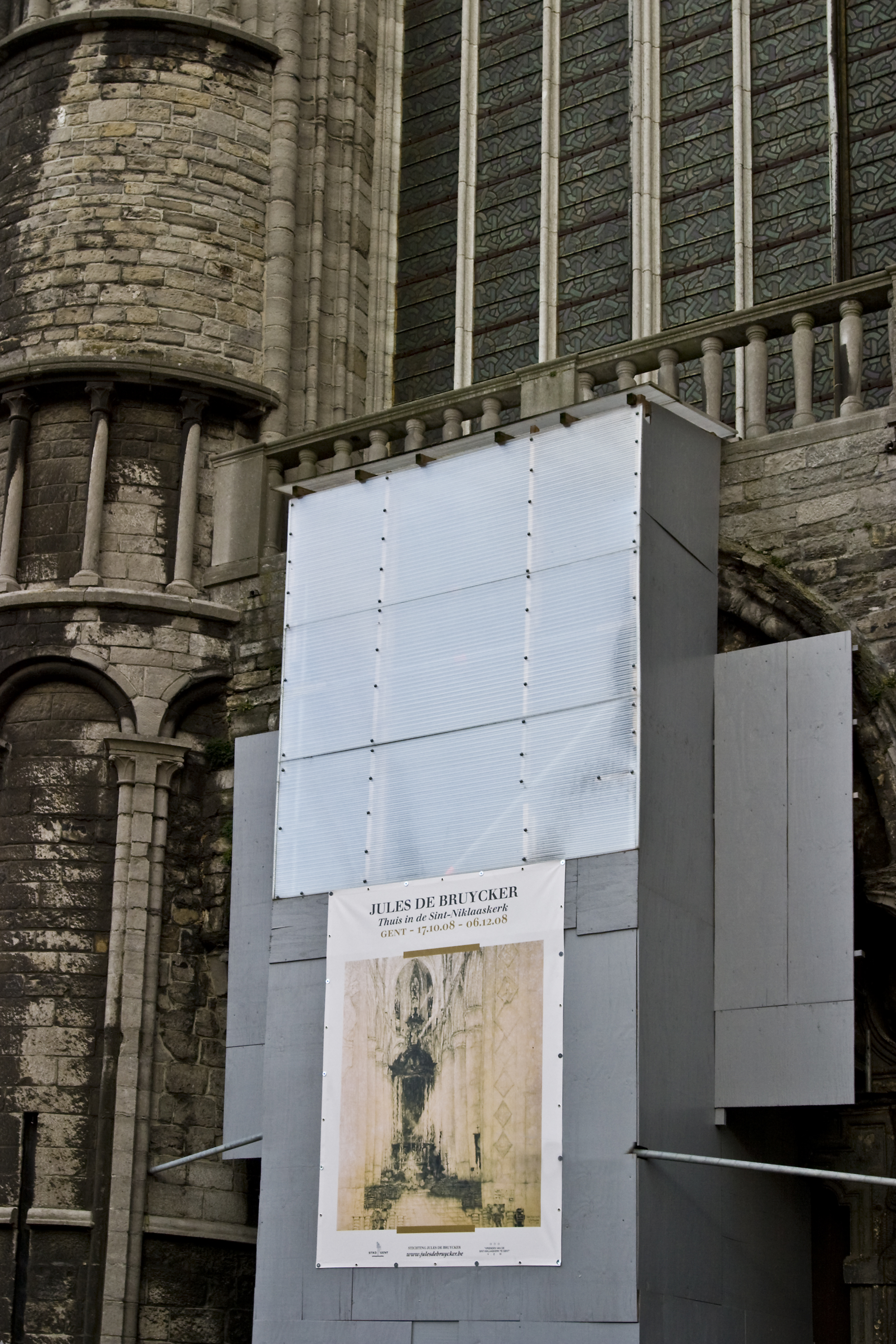 001 OPENING SINT NIKLAASKERK - AFFICHE BUITEN AAN DE KERK
Jules De Bruycker - Thuis in de Sint-Niklaaskerk
Gent 17/10/2008 - 06/12/2008
