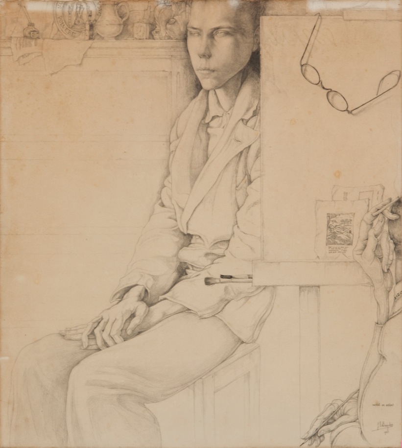 A0493  JONGELING IN ATELIER
Expo Museum Schone Kunsten Gent 1970
