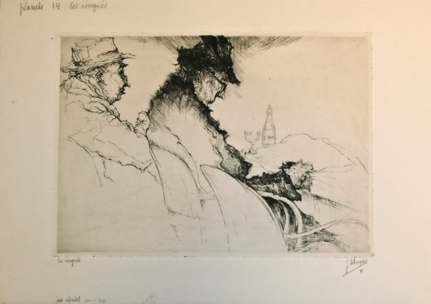 J.D.B. 367   LES RESIGNES / LE COUPLE 1941
Project voor het album Gens de chez nous 1941

Op al deze prenten staan notities voor het perfectioneren van het album Gens de chez nous, gegeven door Jules De Bruycker aan drukker Van Campenhout
L.R.N.M.
