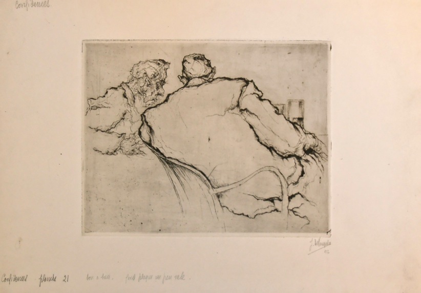 J.D.B. 378 CONFIDENCES 1941
Project voor het album Gens de chez nous 1941

Op al deze prenten staan notities voor het perfectioneren van het album Gens de chez nous, gegeven door Jules De Bruycker aan drukker Van Campenhout.
L.R.N.M
