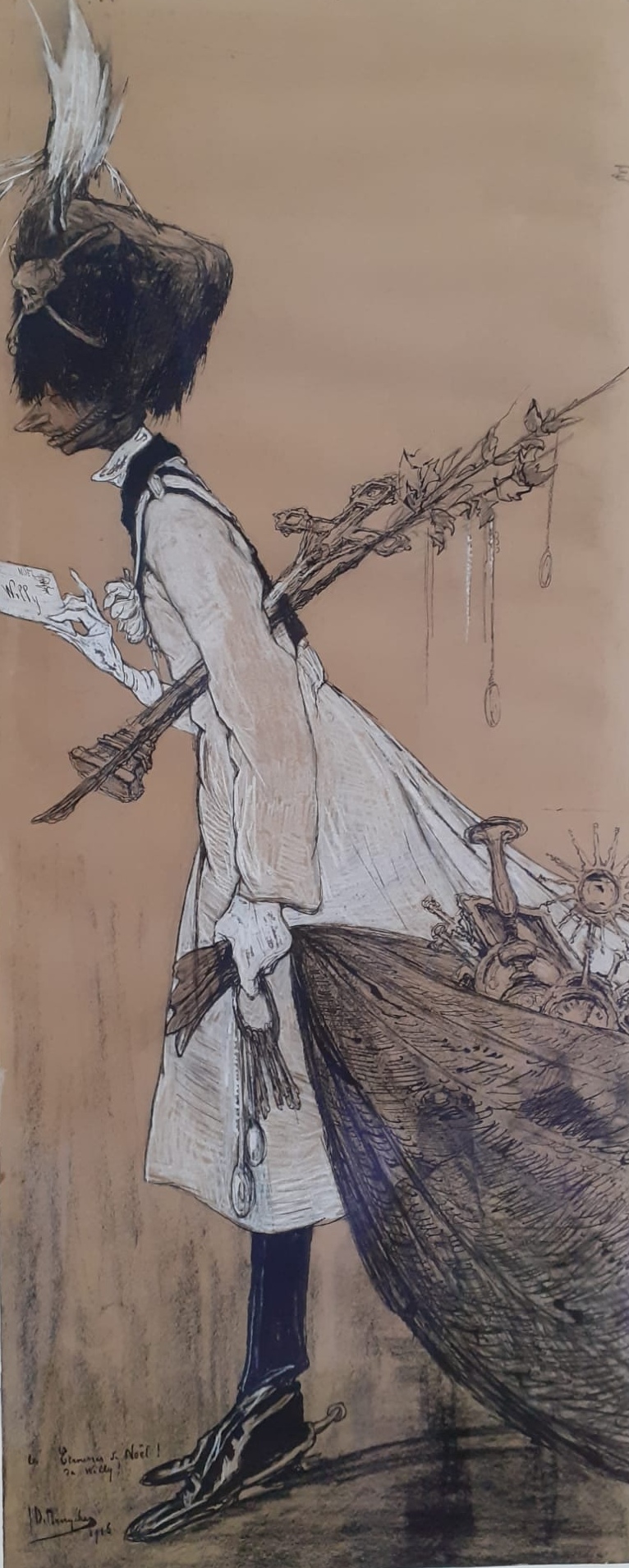 A0065 KAISER WILLY
Kaiser Willy plunderde tijdens de oorlog Kunstvoorwerpen in kerken en bij verzamelaars.

Ex. verzameling Cleomir Jussiant.
Verz. R.V.D.S.
