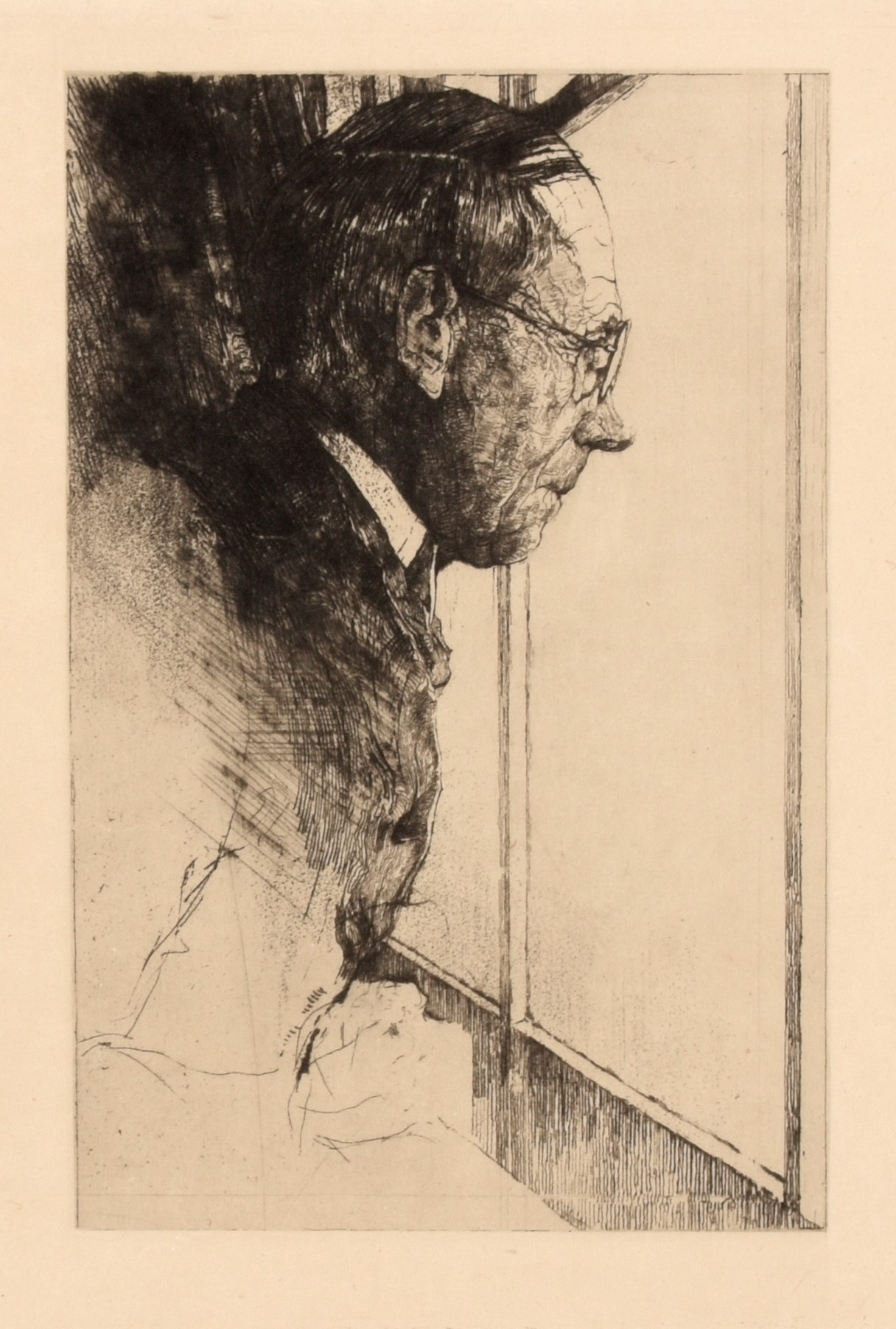 J.D.B. 319    PORTRAIT DE L'ARTISTE A LA CIGARETTE, 1933
Staat.
In een later stadium van dit werk, verdwijnt de stijl van het venster en rookt hij een sigaret.

H. 220 - B. 157 (de indruk van de plaat)
De ets op zich  H. 194 - B. 125
L.R.N.M.
Ontdekt september 2018.
Bij Van De Wielle in Brugge.
