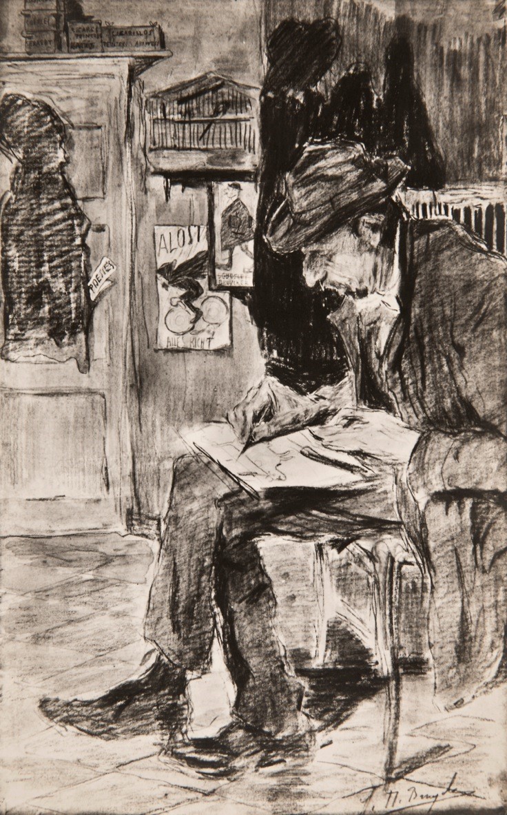 T.M.260     CONFRERE EN VRIEND GEORGES VAN DE WALLE 
Ook Cies De Kalle genoemd. 
Deze tekening is gemaakt in de studio aan de universiteit welke Emiel Van Vooren bewoonde 
