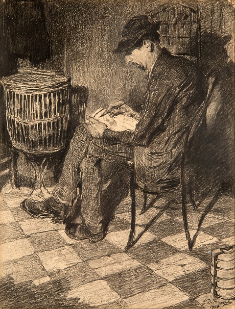 T.M.259       CONFRERE // GEORGES VAN DE WALLE
Dit is de tekening die gediend heeft voor de eerste etsen zijnde J.D.B. 002 tot J.D.B. 005A
