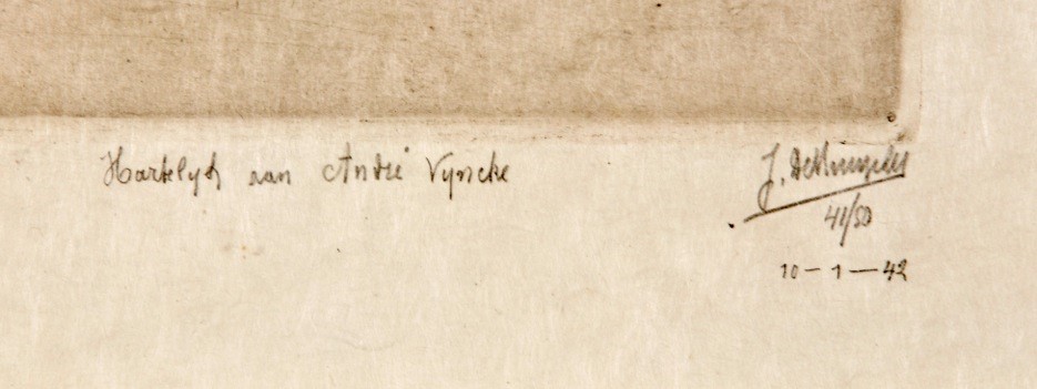J.D.B. 183D AAN ANDRE VYNCKE
Let vooral op de handtekening welke steeds met een puntje achteraan moet gezet worden 
Zo kon A. Vyncke in geval van diefstal zijn werken herkennen
