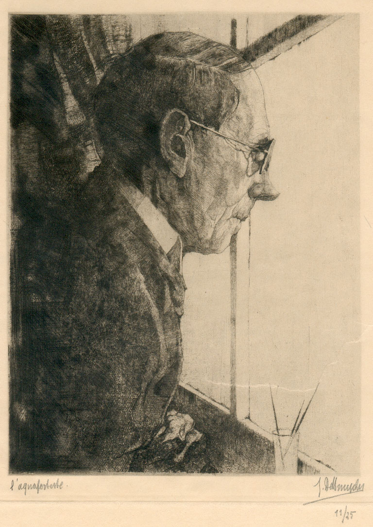 J.D.B. 320A PORTRAIT DE L'ARTISTE AUX  PINCEAUX // L'AQUAFORTISTE 1933
H 178-B 140
L.R.N.M.
