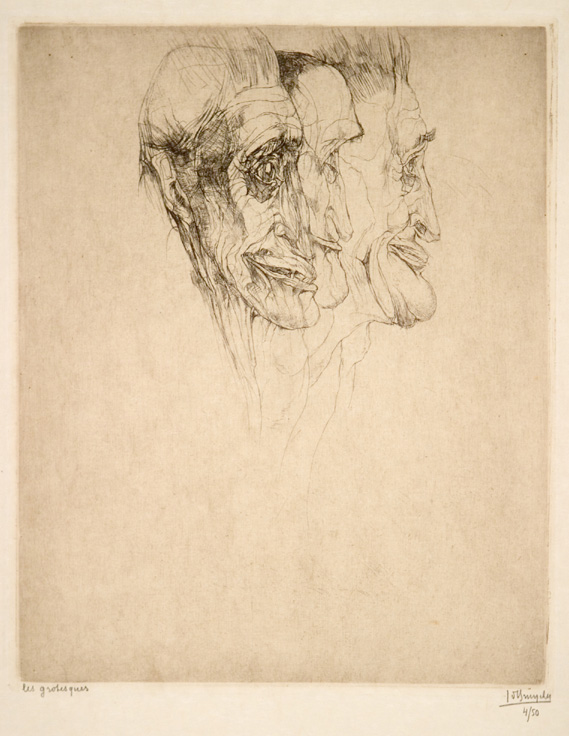 J.D.B. 182  GROTESQUES 1925
De afbeelding van deze drie personages geeft de drie verschillende oogstanden "de normale, de invallende en de uitpuilende"
H 236-B 192
L.R.123

