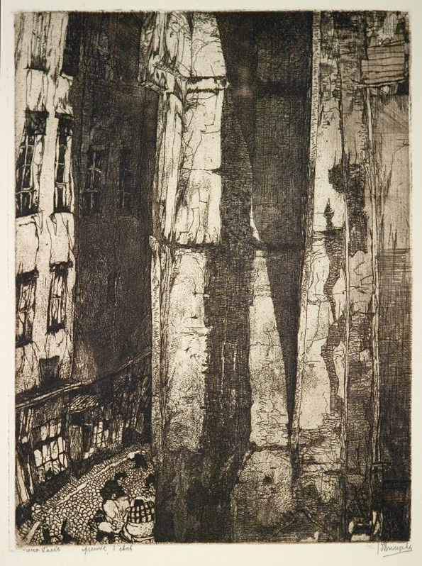 J.D.B. 116  VIEUX PARIS 1920
Super staat.
Uniek exemplaar (M.)
Dit is het J.D.B. - 115
Rue de la Putterie. De artiest draaide de plaat om, maakte van de straat daken en van de daken kasseistenen
H 264-B 198
L.R.N.M.
