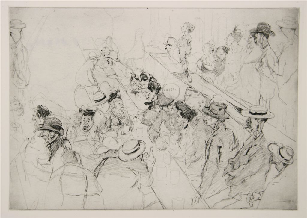A0204  DE LOCHTE GENTENEERS
Voorschets voor de tekening en het olieverfschilderij van De Lochte Genteneers
Voorloper van Gentse Feesten - Oude Bestenmarkt te Gent
