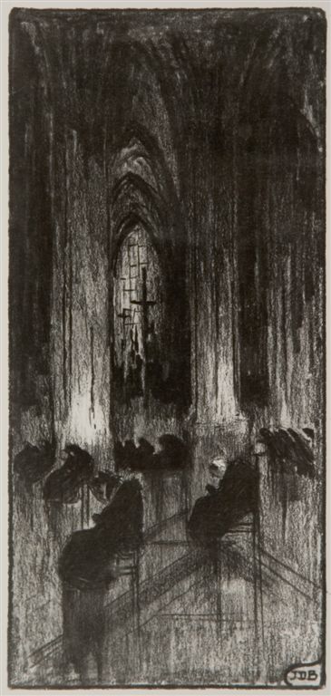 B0034 ILLUSTRATIE UIT HET BOEK "EN VILLE MORTE" VAN FRANZ HELLENS
Het boek van Frans Hellens (Frits (Frédéric) Van Ermengem) werd gepubliceerd eind 1905. Dus zouden al deze werken dateren van voor die datum. 
