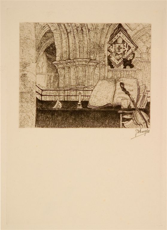 J.D.B. 349 A OP HET OKSAAL 1938
Aan de basis was de titel "VOUTES CHAPITEAUX ET COLONNES VUS DU JUBE" (niet weerhouden)

H 220-B 159
L.R.N.M.
